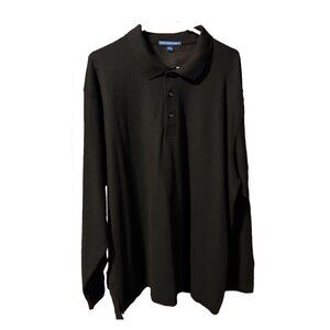Sport-Tex Mens 2XL Long Sleeve Shirt Polyester NWOT Black Collar 3 Button Close